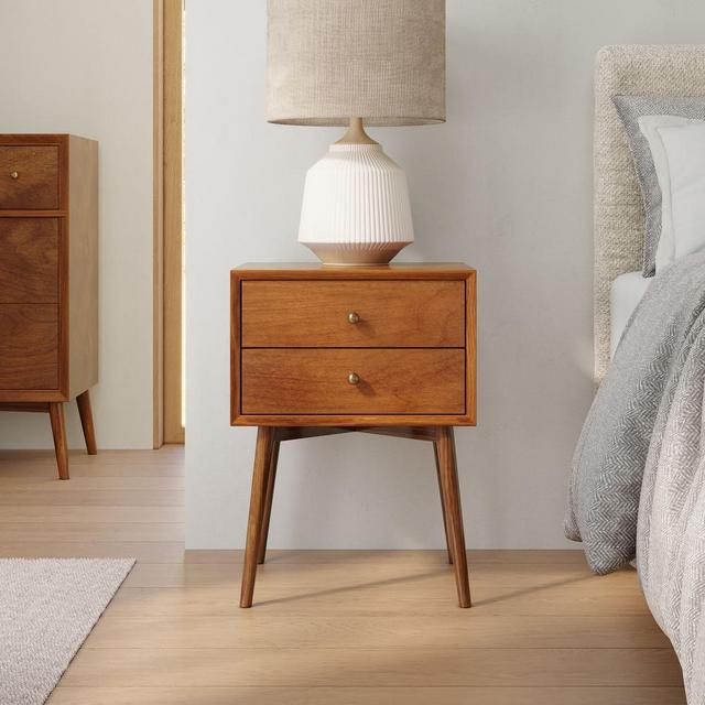 Mid-Century Closed Nightstand - Acorn 17.5"