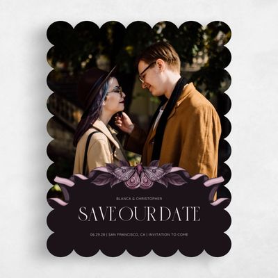 Purple Scalloped Wedding Save the Date - Moreau Photo