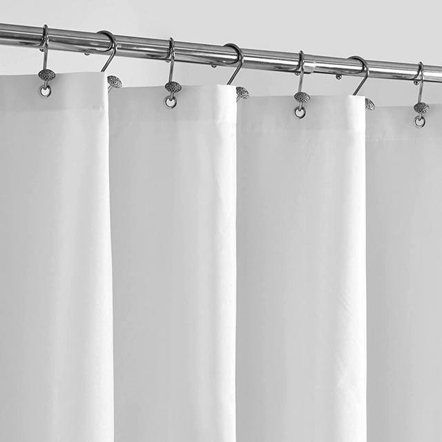 Stall Fabric Shower Curtain Liner Waterproof - 36" x 72", Soft & Lightweight Small Shower Curtain with Magnets for Narrow Stall Size, Machine Washable - 36x72, White
