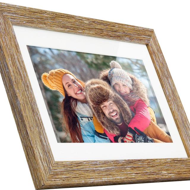 Aluratek - 10" LCD Wi-Fi Touchscreen Digital Photo Frame - Distressed Wood