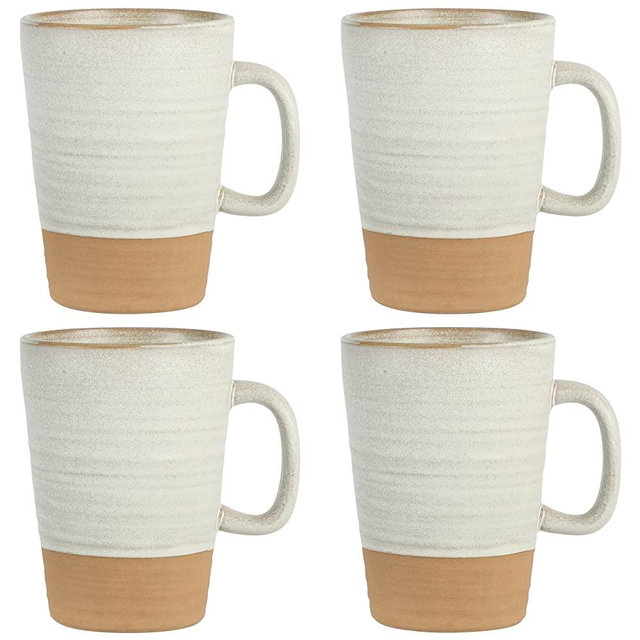 Gibson Elite 4 Pack Dreamweaver Terracotta Reactive 17 OZ Mug Set - Sand Cream