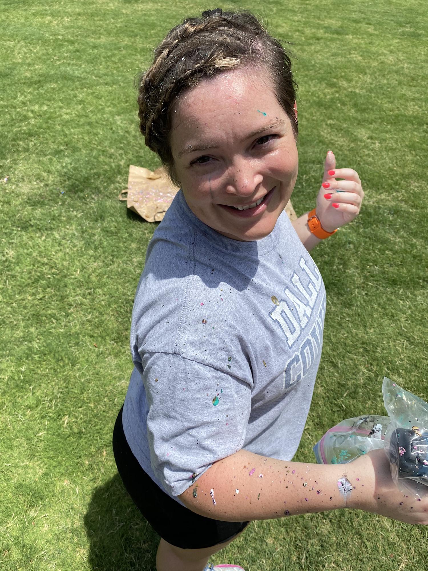Making spin art together. Spring 2020