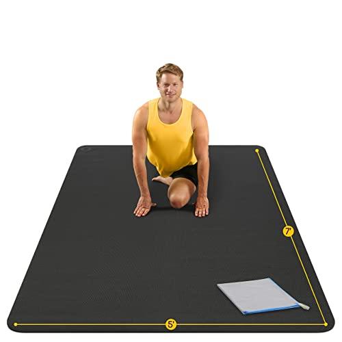 Large Yoga Mat 7'x5'x8mm Extra Thick, Durable, Eco-Friendly, Non-Slip & Odorless Barefoot Exercise and Premium Fitness Home Gym Flooring Mat by ActiveGear