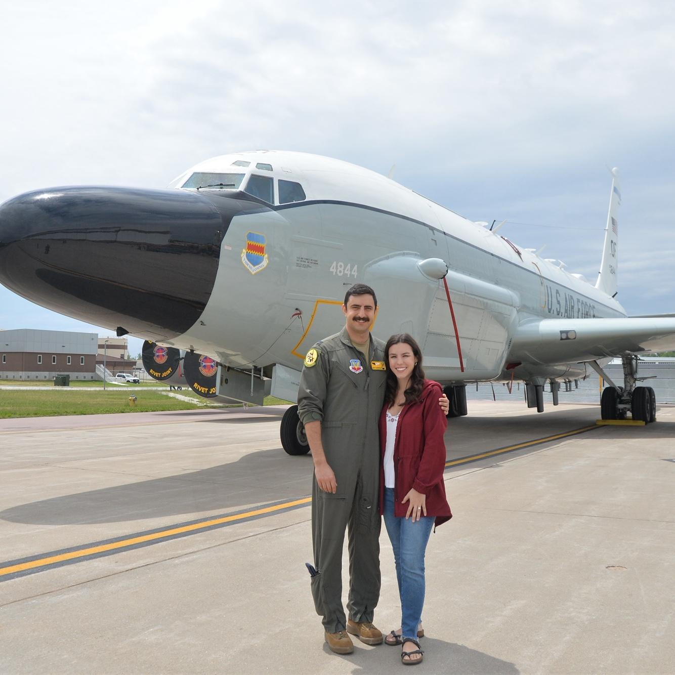 Us in front of the plane Trey flies, the RC-135