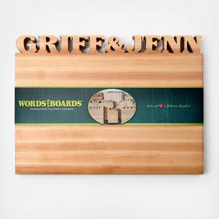Customizable Horizontal Cutting Board: Text on Top (12 Character Limit)