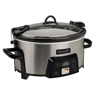 Crock-Pot® Cook & Carry™ Digital Slow Cooker with Heat saver™ Stoneware, Brushed Stainless Steel, SCCPCTS605-S