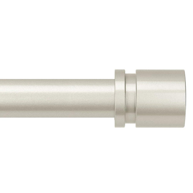 Byondeth Curtain Rods for Windows 16 to 120 Inches Adjustable Length 1 Inch Diameter Window Curtain Rod with Aluminium End Cap, Brushed Nickel