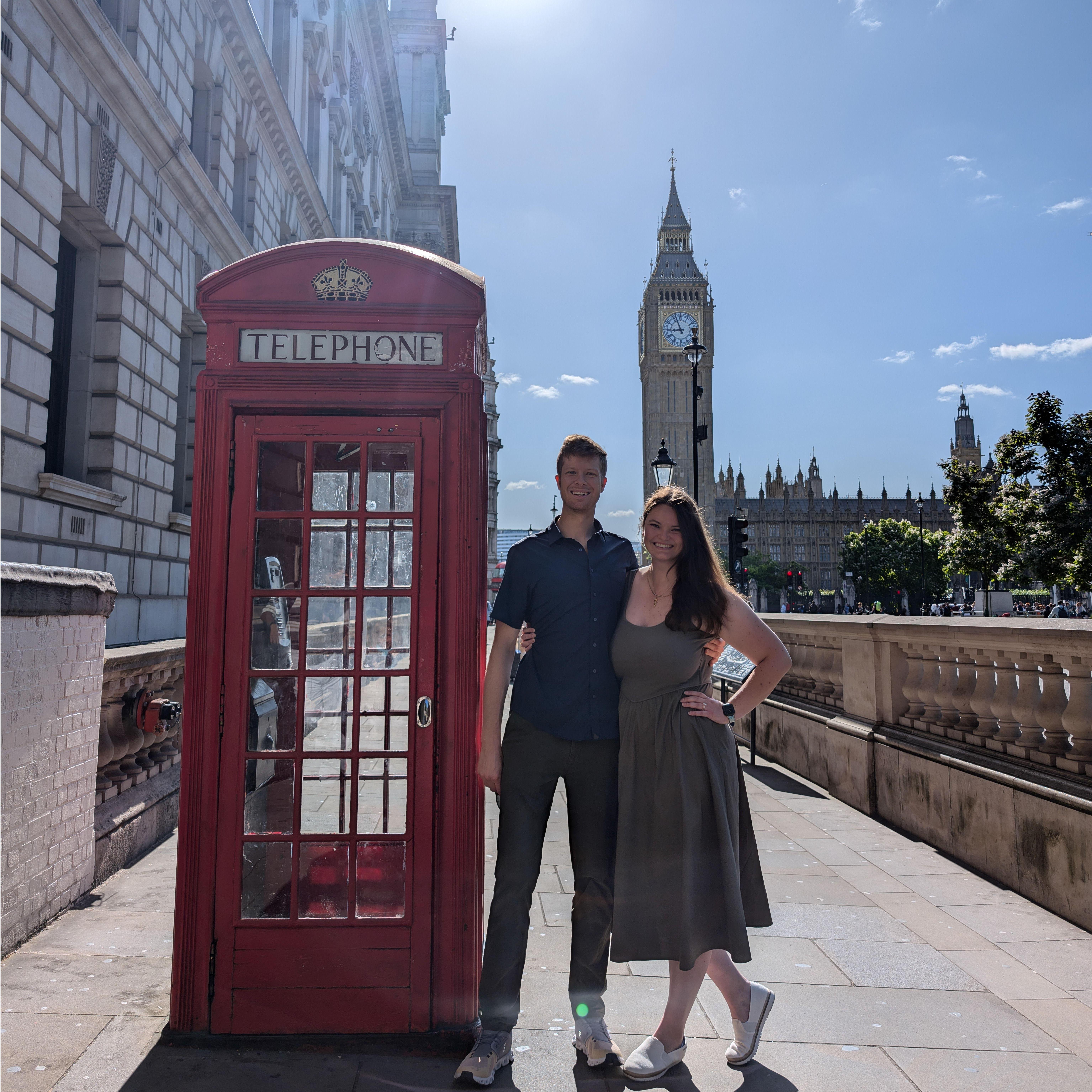 WE MADE IT TO LONDON! Ash made Matt get to this phone booth at 8a to get a picture before the crowds got too big. It was a success!