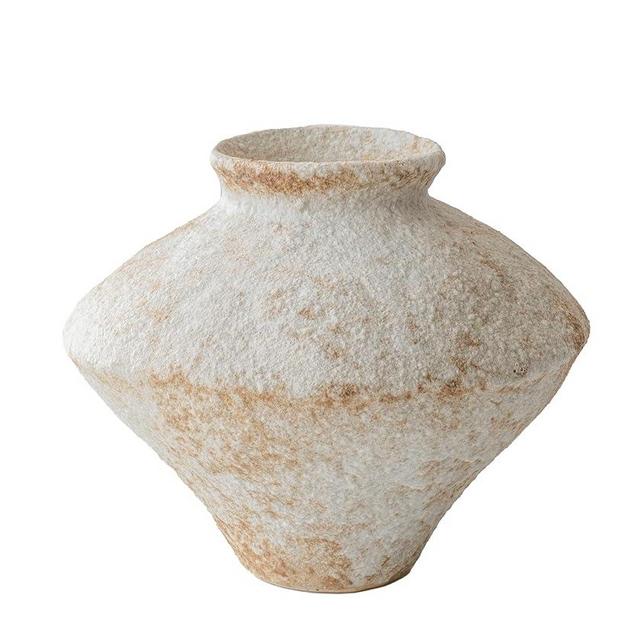 CozyWel Handmade Rustic White Ceramic Vase Decorative Flower Vase, Textured Pottery Vase for Centerpieces, Kitchen, Living Room, Bedroom Decor Gifts