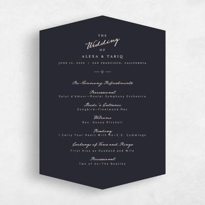 Black Diamond Wedding Program - Finnian