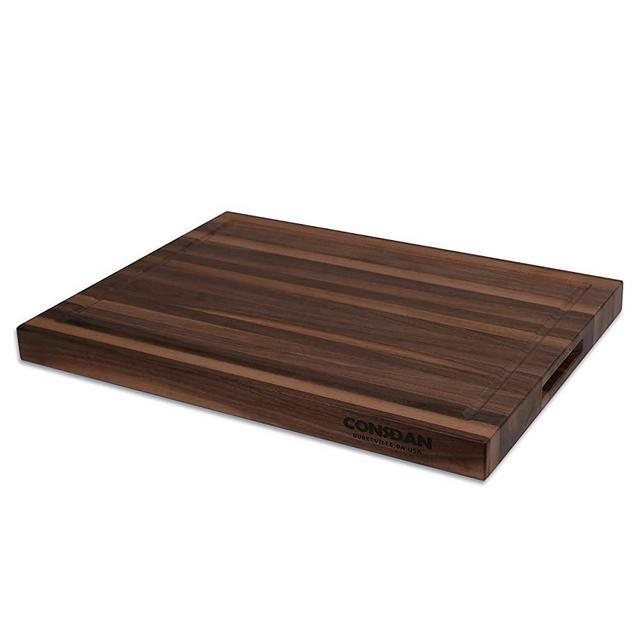 CONSDAN Black Walnut Butcher Block Cutting Board with Invisible Inner Handles, USA Grown Hardwood, 1-1/2" Thick, 20" L x 15" W