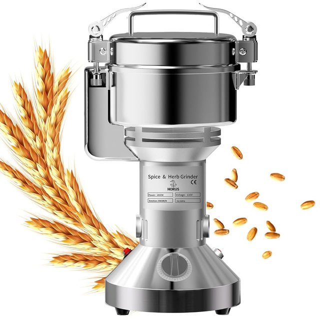 Electric Grain Mill 550g, Flour Grinder Mill Stainless Steel for Home, Counter Grain Grinder for Wheat, Rice, Wheat Berry, Corn, Herbs, Spices