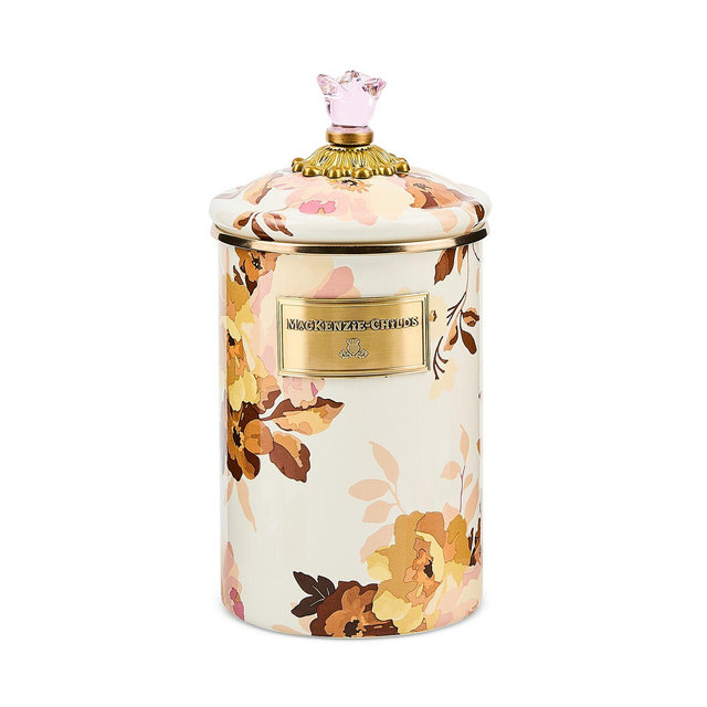 MacKenzie-Childs Wild Rose White Large Canister