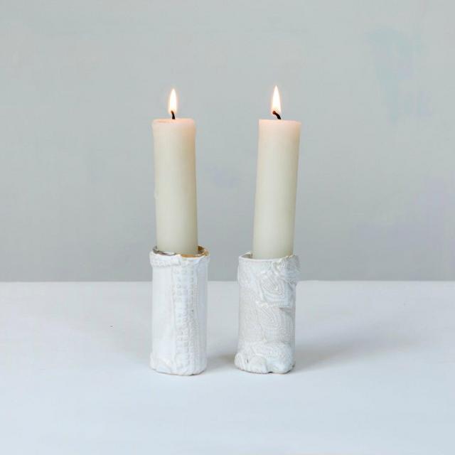 White Ceramic Candlestick Holder | Handmade Small Candlestick | Minimalist Flower Bud Vase | Modern Candle Holder