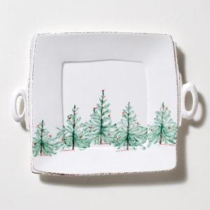 Holiday Handled Square Platter