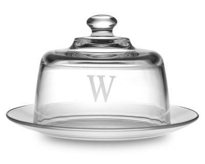 Monogrammed Glass Cheese Server