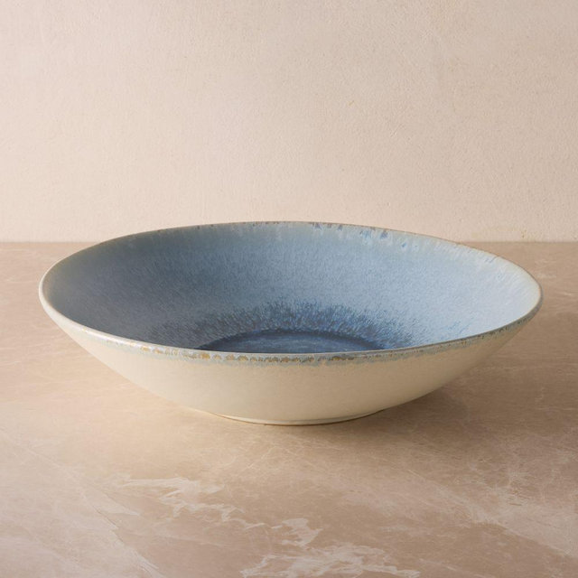 Oyku Stoneware Low Serve Bowl, Blue