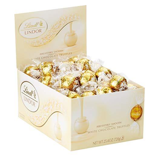 Lindt LINDOR White Chocolate Truffles, 60 Count Box