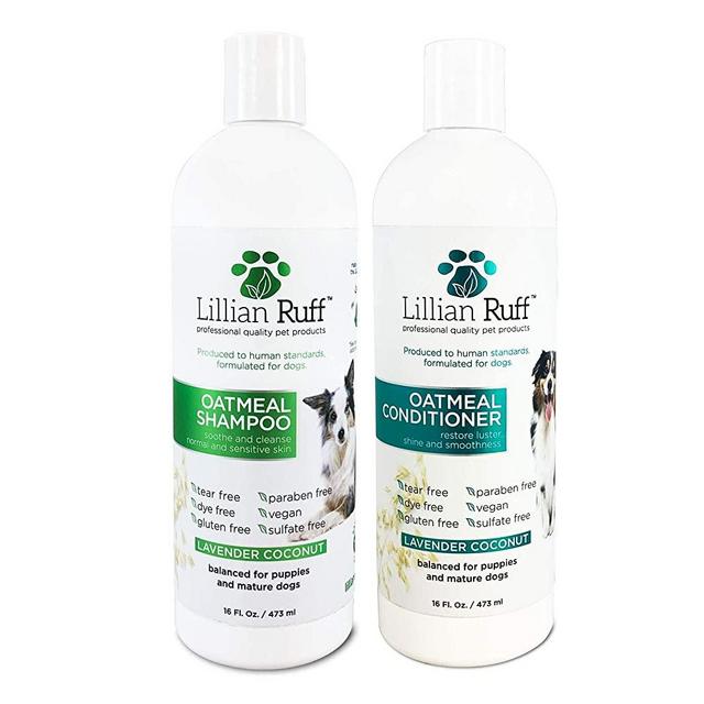 Lillian Ruff Oatmeal Dog Shampoo - Lavender Coconut Scent with Aloe - Deodorize and Soothe Dry Itchy Skin - Gentle Cleanser for Normal to Sensitive Skin