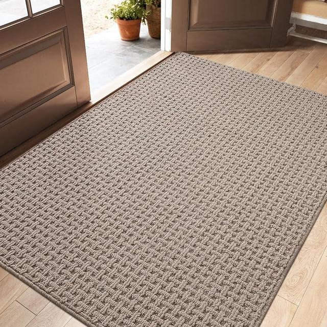 DEXI Door Mat Front Entrance with Non Slip Backing, 32x48 Large Inside Entryway Doormat for House Entry, Washable Mats Low Profile, Beige