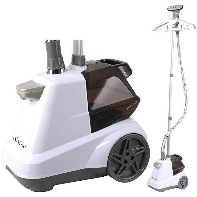 SALAV X3A Heavy Duty Commercial Full-Size Garment Steamer with Foot Pedals and Extra Large 3L (101.5 oz) Water Tank, 1800 watts, 90+min of Continuous Steam (White)
