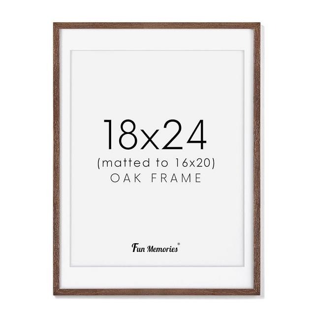 18x24 Wood Frame, Natural Solid Oak Wood Poster Frame 24 x 18 with Tempered Glass, Wood Picture Frame 18 x 24 for Posters, 18"x24" Matted Frame for 16x20 Picture, Walnut Color
