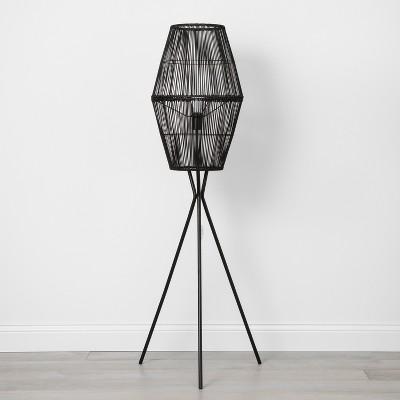 Rattan Diamond Tripod Floor Lamp Black (Lamp Only)- Opalhouse&#153;
