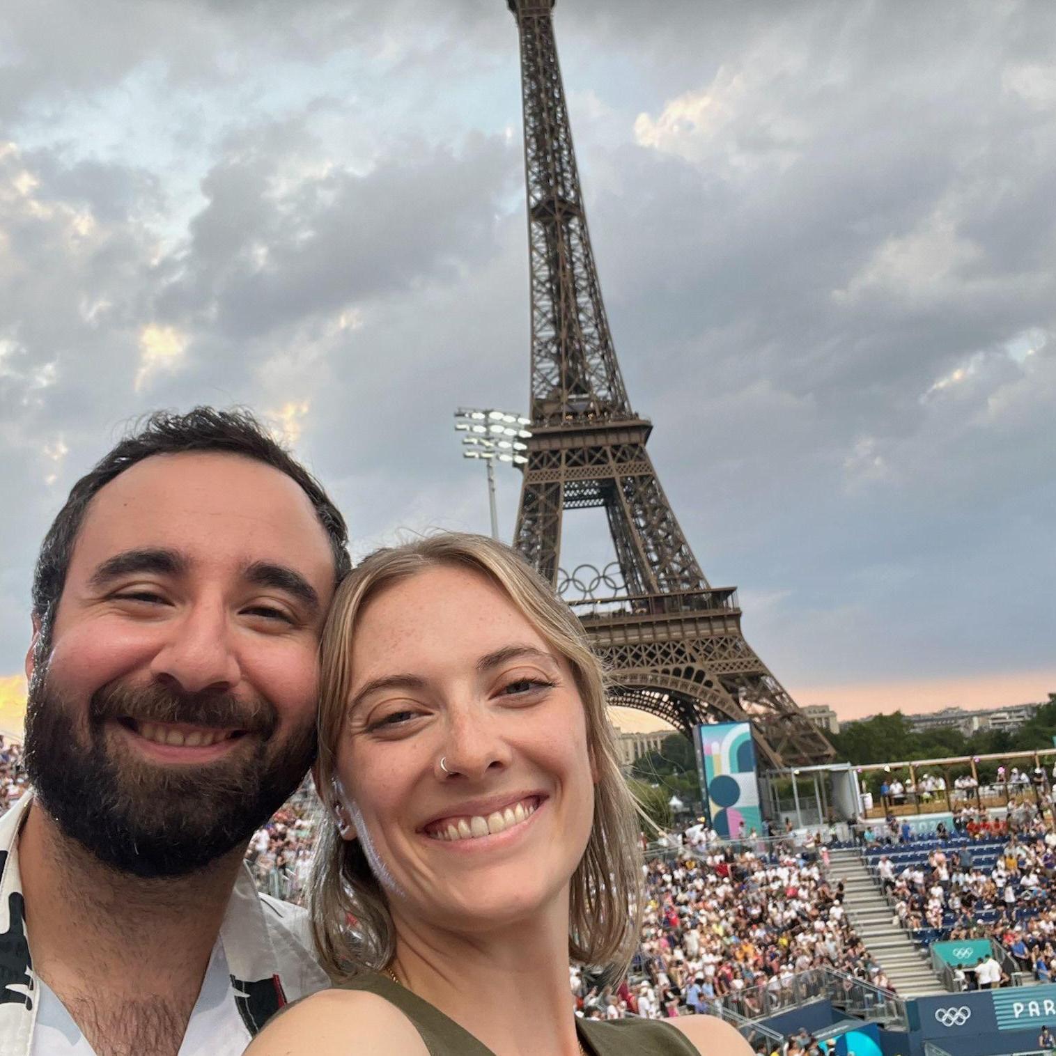 More Paris Olympics! This is at a beach volleyball match, before is started pouring rain.