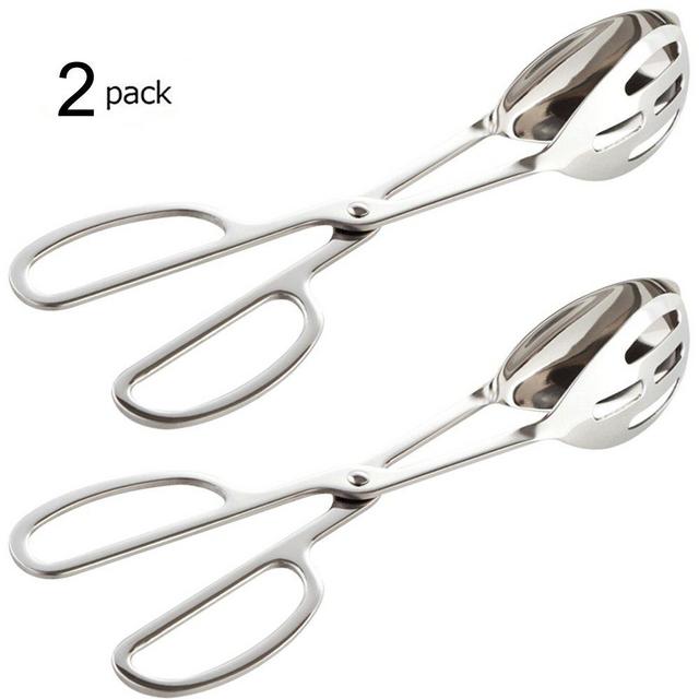 ExcelSteel 2 PC 7 Stainless Steel Silicone Mini Tongs, Black