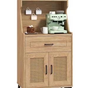 Coffee Bar Cabinet w/Pegboard Storage Drawer and Adjustable Shelf Buffet Sideboard