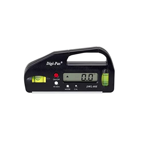 DigiPas DWL80E Pocket Size Digital Level, Electronic Angle Gauge, Protractor, Angle Finder, Bevel Gauge, 0.1°, 4 inch