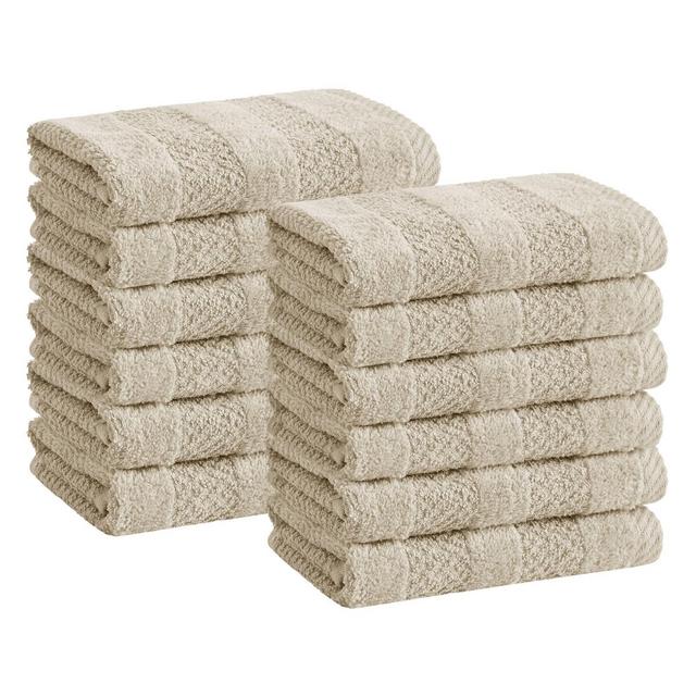 12pk Quick Dry Washcloth Set Beige - Cannon