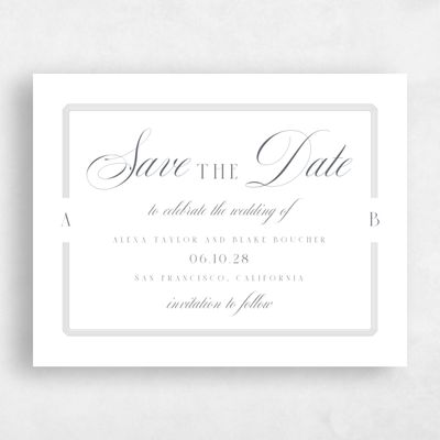 Charcoal, White Wedding Save the Date - Felicity Type