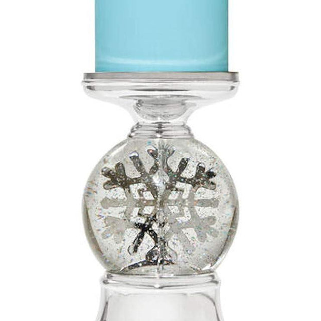 3-Wick Candle Holder Compatible with White Barn Bath & Body Works 3-Wick Candles - Water Globe Musical Snowflake Pedestal (Candle NOT Included)