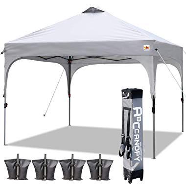 ABCCANOPY Canopy Tent 10x10 Pop Up Canopy Outdoor Canopies Portable Tent Popup Beach Canopy Shade Canopy Tent with Wheeled Carry Bag Bonus 4 Weight Bags, 4 x Ropes& 4 x Stakes, Gray