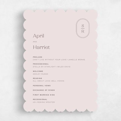 Pink Scalloped Wedding Program - Bridgetown