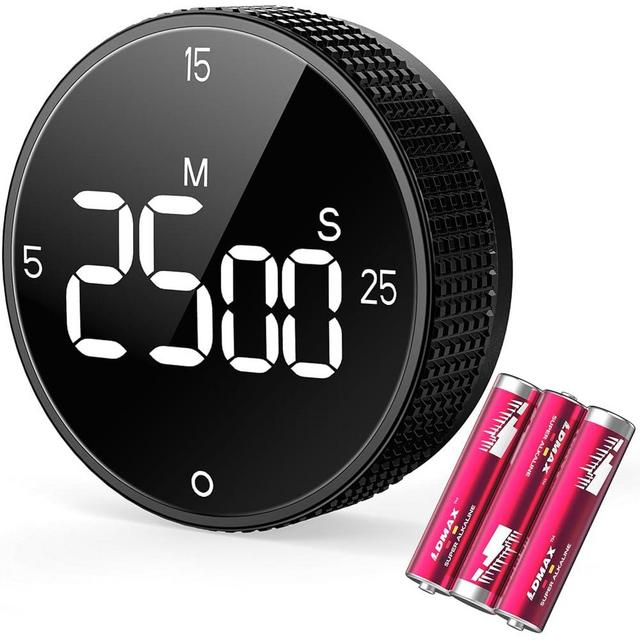 Cooking Timer, Magnetic Kitchen Timer, Large LED Display Countdown/Countup Timer, Pomodoro Preset 5/15/25 Mins, Volume & Brightness Adjustable for Cooking Baking Grilling Working Studying