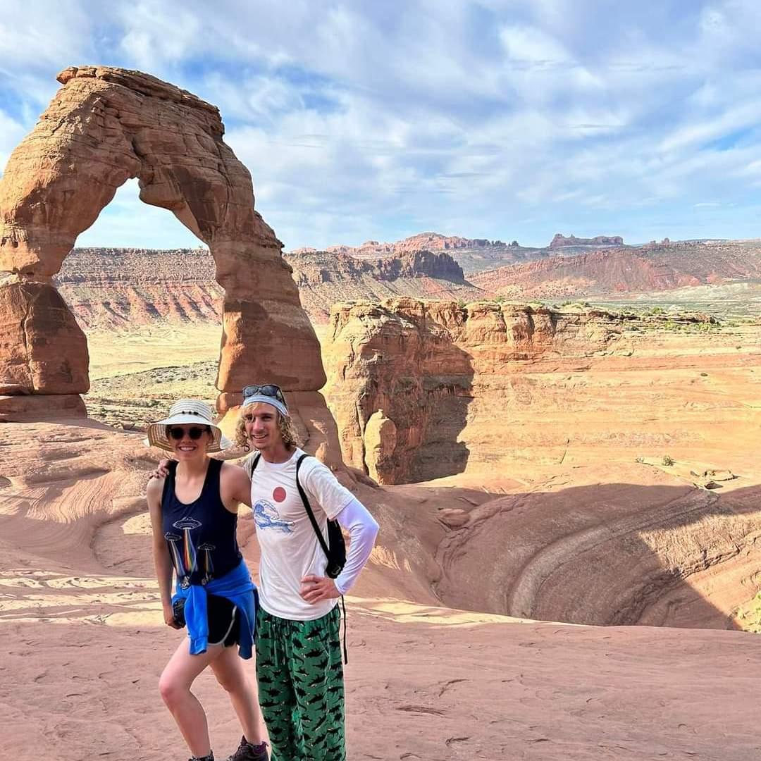 Delicate Arch in Arches NP. Instead of waiting in the long line, we conveniently angled our photo to crop the people out.