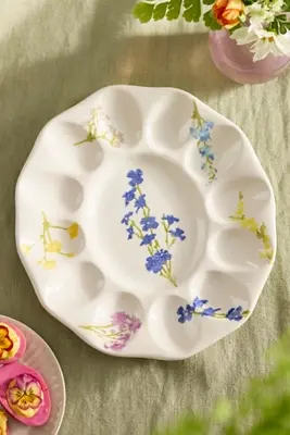 Colorful Floral Egg Plate