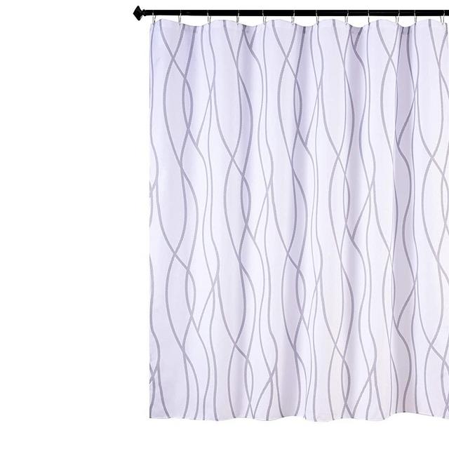 Biscaynebay Textured Fabric Shower Curtain Printed Dancing Bathroom Curtains, Silver Grey 72 by 72 Inches