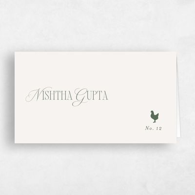 Grayed Hunter, Green Wedding Place Card - Orable Chicken