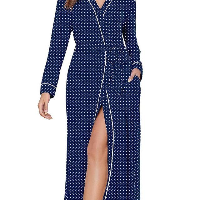 Ekouaer Womens Robes Lightweight Soft Knit Bathrobe Full Length Sleepwear with Pockets Ladies Loungewear S-3XL
