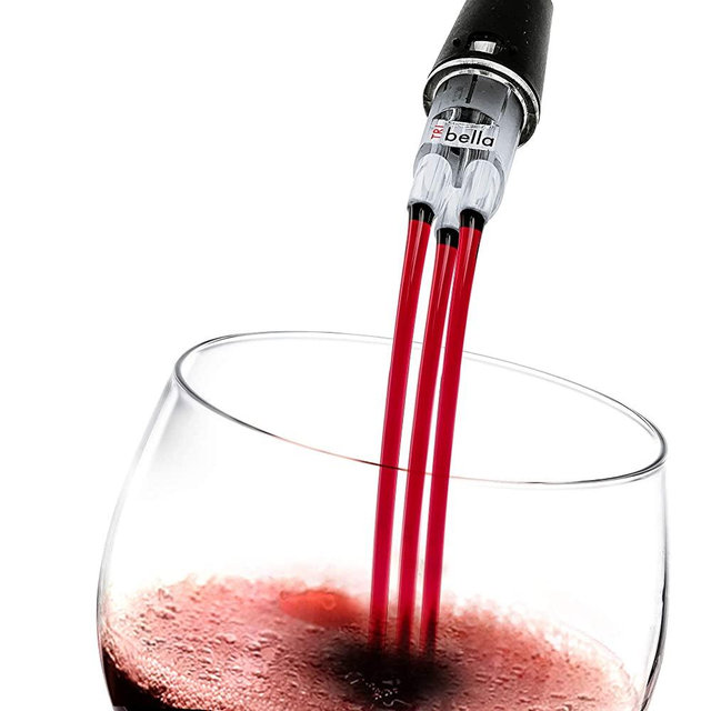 Wine Aerator with Single-Injected Polycarbonate Spouts, Handmade Easy-to-Use, No-Drip Wine Pouring Device, Red Wine Decanter, Wine Pouring Accessory, Air Speed - TRIbella