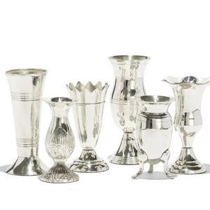 Queen Anne's Set of 6 Vases Silver-Plated Brass