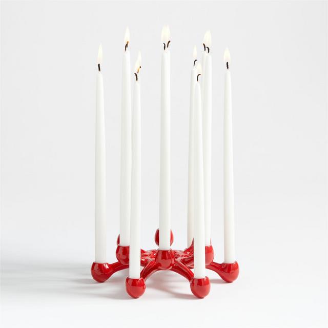Holiday Red Taper Candle Holder Centerpiece
