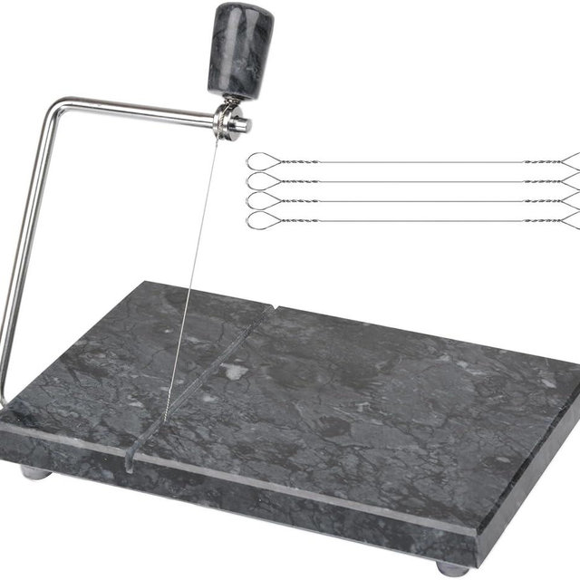 Aisiming Marble Cheese Slicer,Non-stick Cheese Slicer,Polished Marble Cheese Slicing Plate for Cheese Slicing,Butter, Soft Foods (Black Gray)