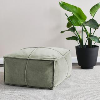 Square Cotton Velvet Pouf