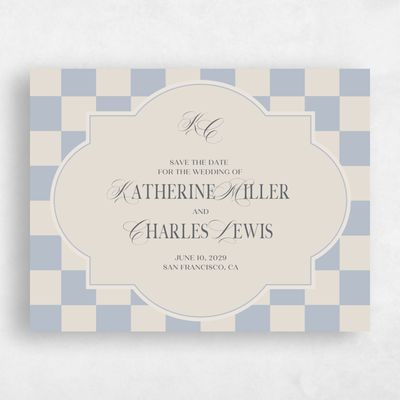 Dusty Blue Wedding Save the Date - Sarlat Landscape