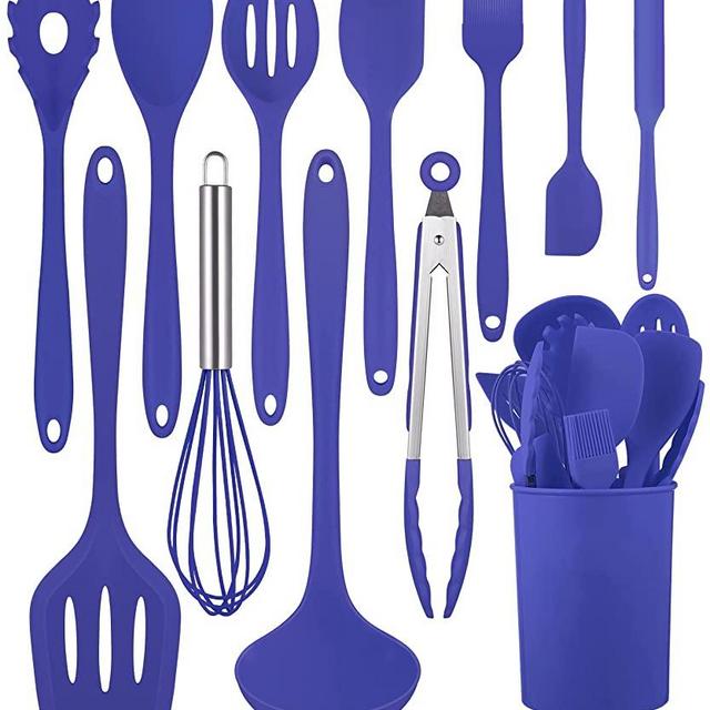 Kitchen Utensils Set-12 Pieces Silicone Cooking Utensils Set (Dishwasher Safe) 392°F Heat Resistant Spatula Set,Kitchen Utensil Set for Nonstick Cookware,Best Kitchen Tools with Holder