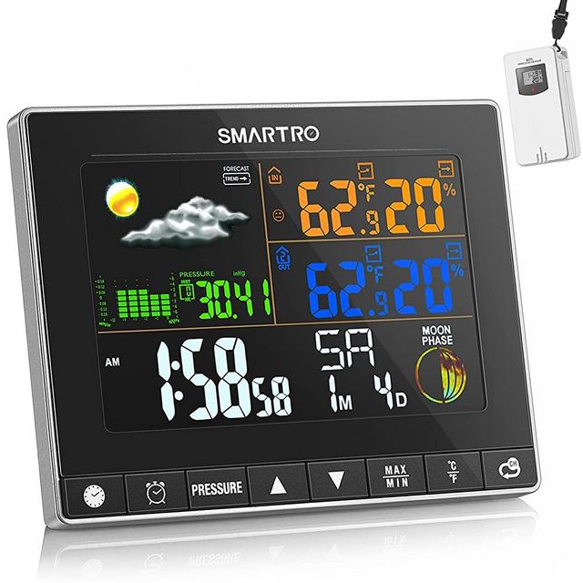 SMARTRO SC93 Weather Station Indoor Outdoor Thermometer Wireless, Accurate Temperature and Humidity Sensor with HD Color Display